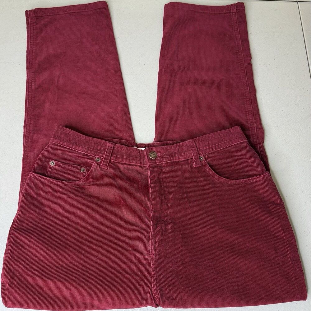 Bill Blass Corduroy Pants Womens 10P Red Stretch Straight Leg Vintage
